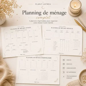 Planner ménage imprimable : Hebdomadaire, mensuel & annuel